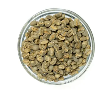 Bowl of Sumatra Mandheling green coffee beans