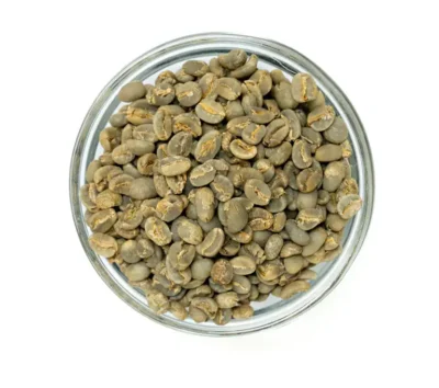 Bowl of Sumatra Mandheling green coffee beans