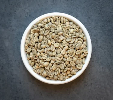 Guatemala Fair Trade Organic green coffee beans in a white bowl